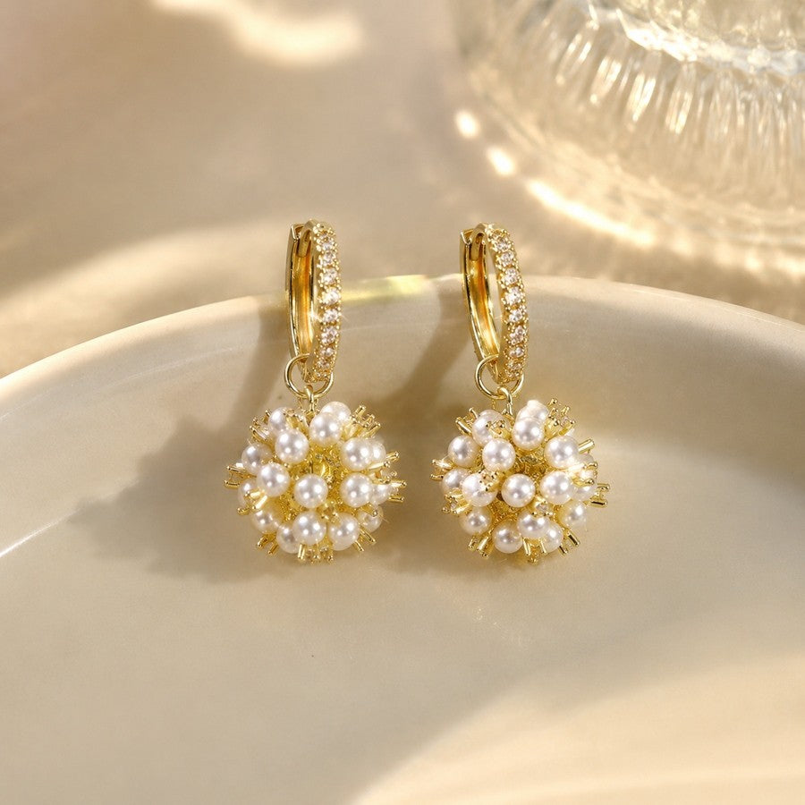 Romantic Pearl Cluster Drop Earrings