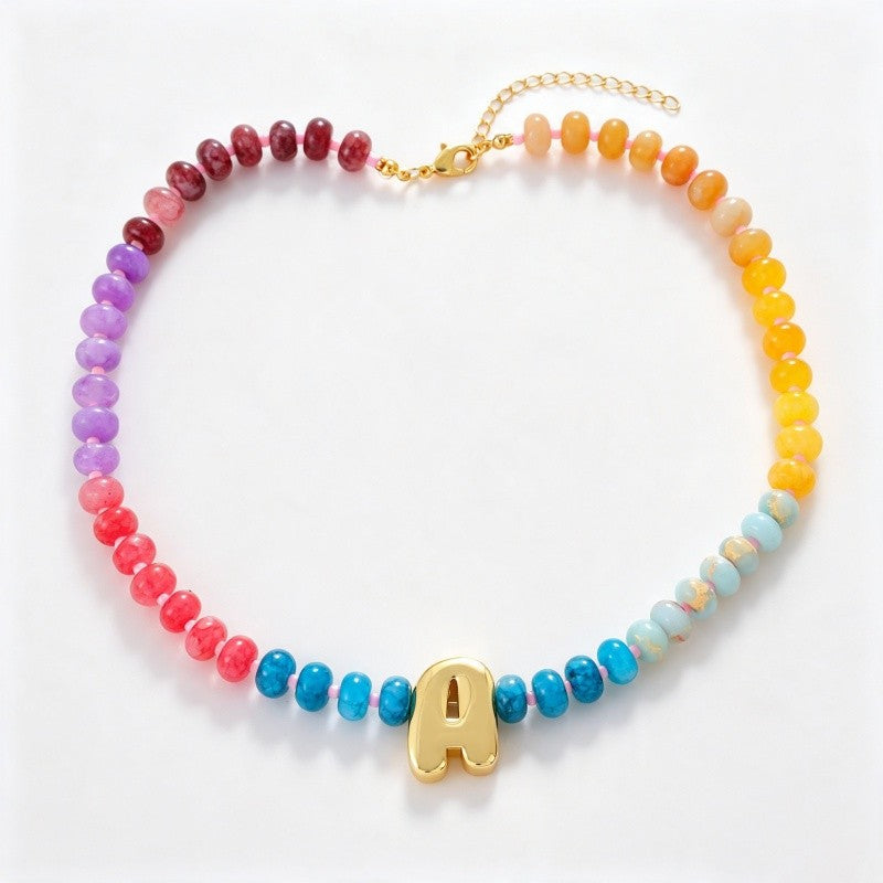 18k Boho Layered Natural Stone Love Necklace