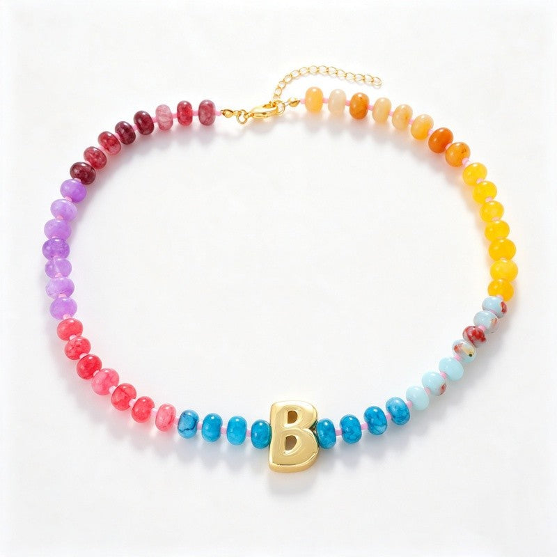 18k Boho Layered Natural Stone Love Necklace