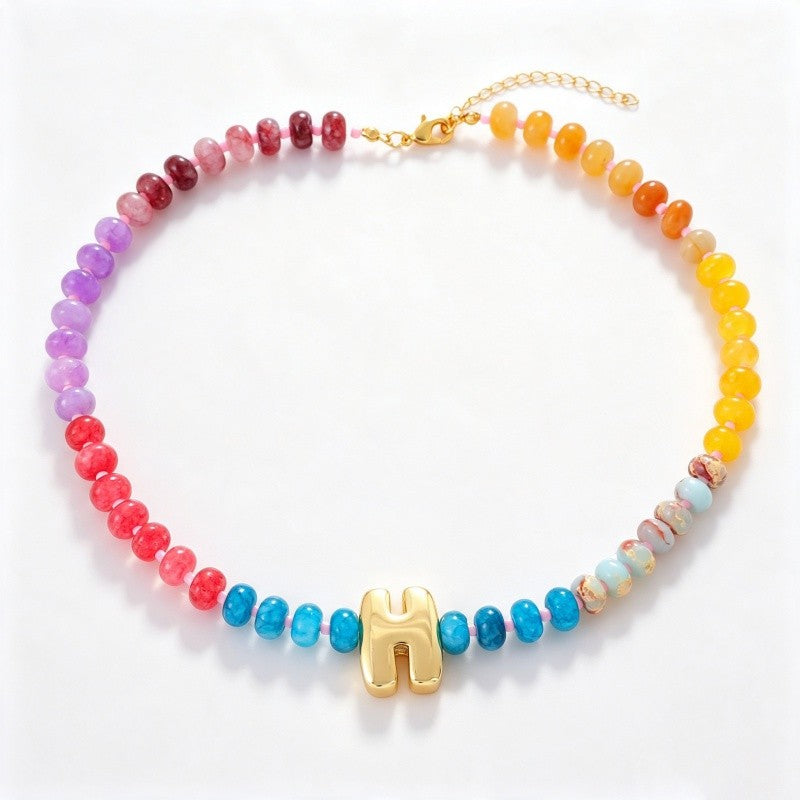 18k Boho Layered Natural Stone Love Necklace