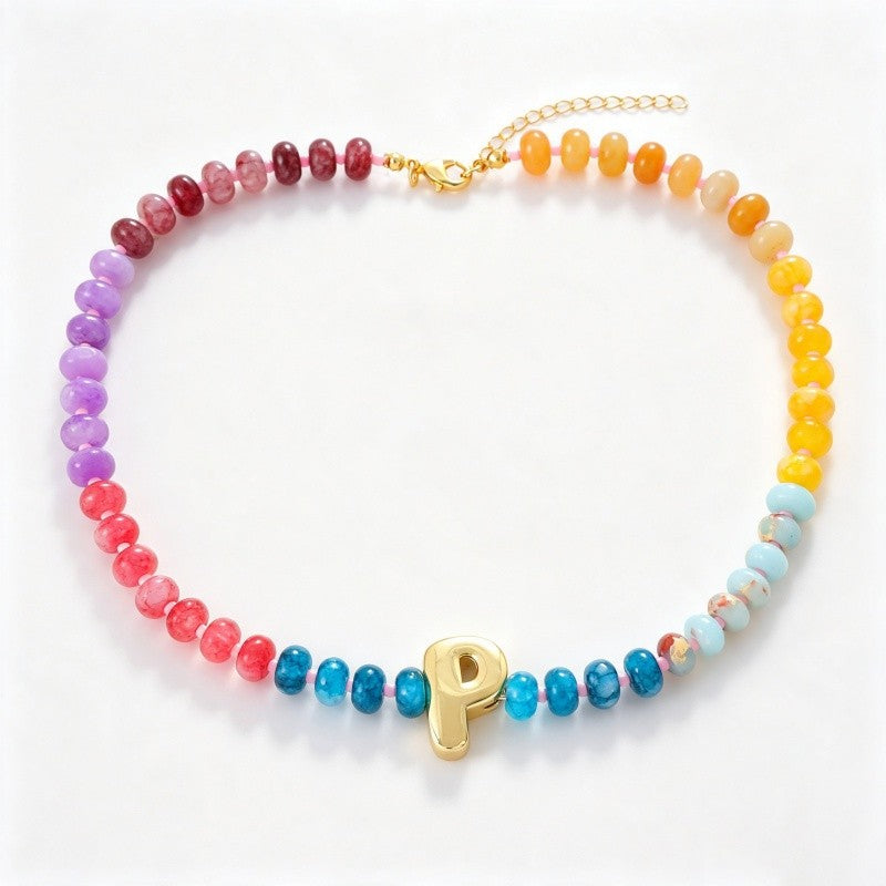 18k Boho Layered Natural Stone Love Necklace