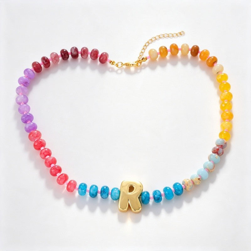 18k Boho Layered Natural Stone Love Necklace