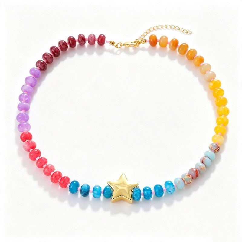 18k Boho Layered Natural Stone Love Necklace