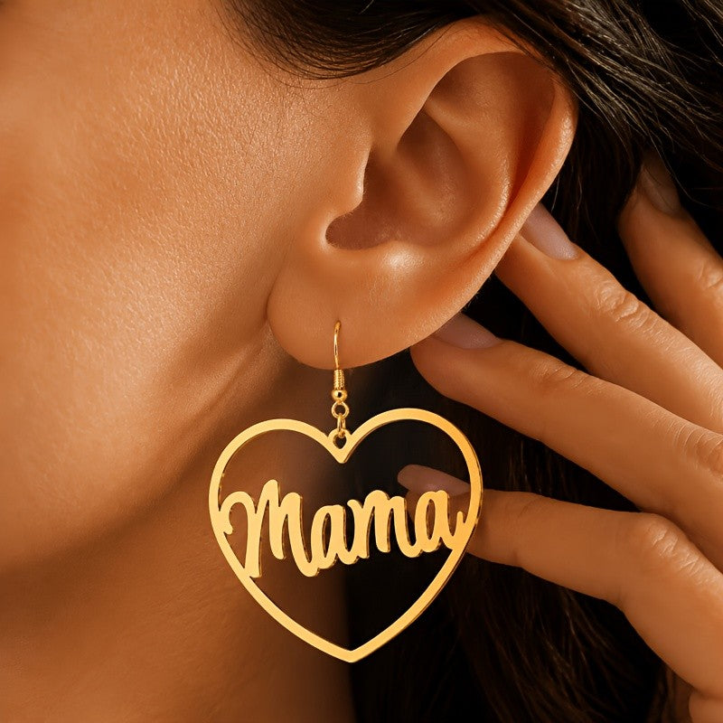18k Dainty Custom Name Heart Earrings