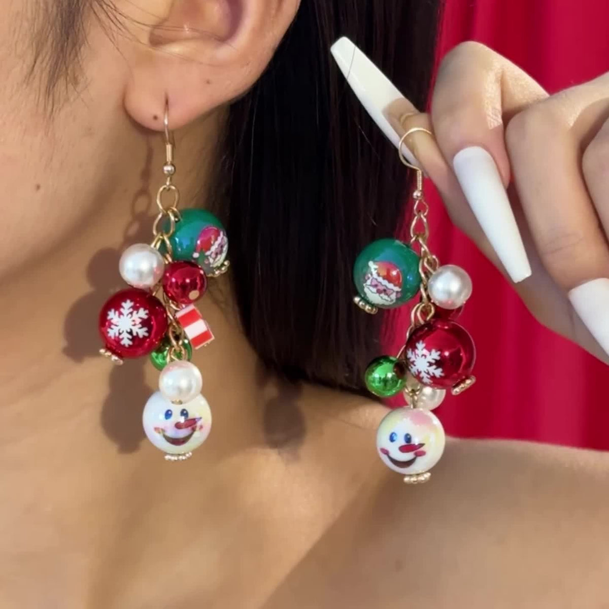Festive Snowman Bauble Drop Earrings