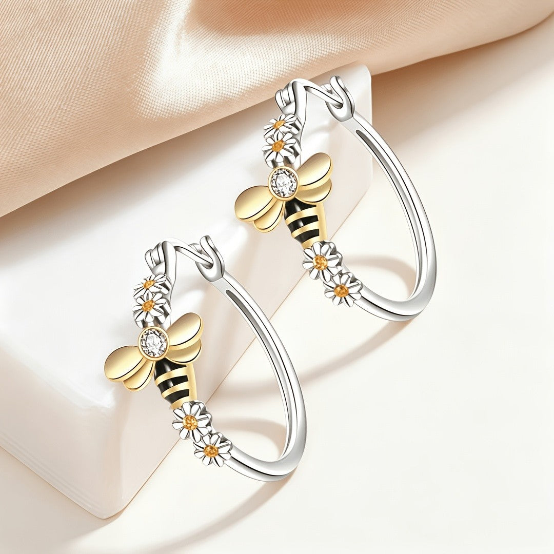 Boho Bee And Daisy Hoop Earrings
