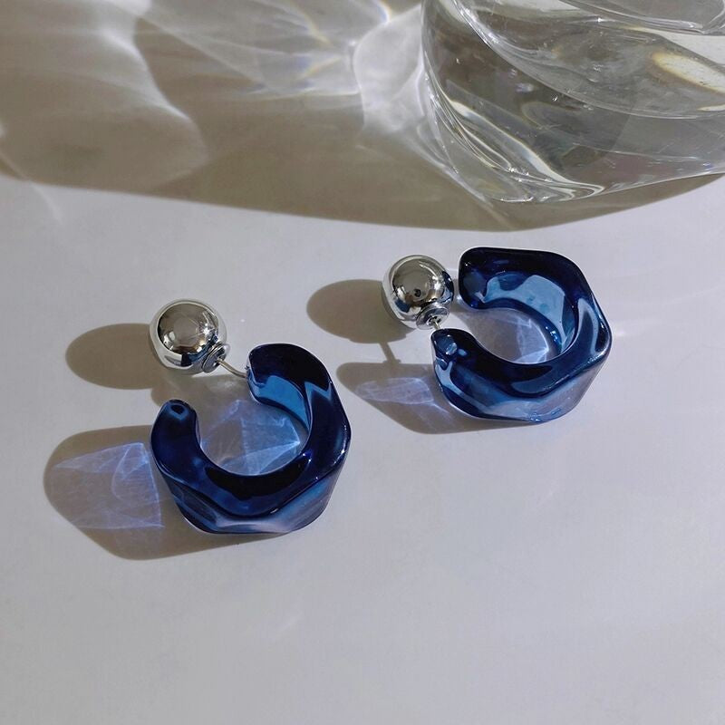 Elegant Blue Acrylic Drop Earrings
