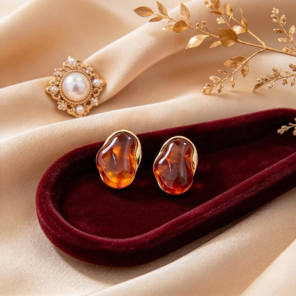 Classy Smoky Resin Irregular Stud Earrings
