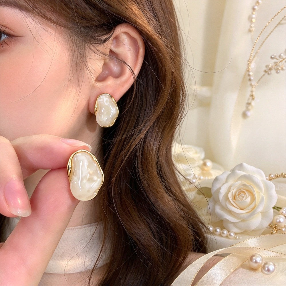 Classy Smoky Resin Irregular Stud Earrings