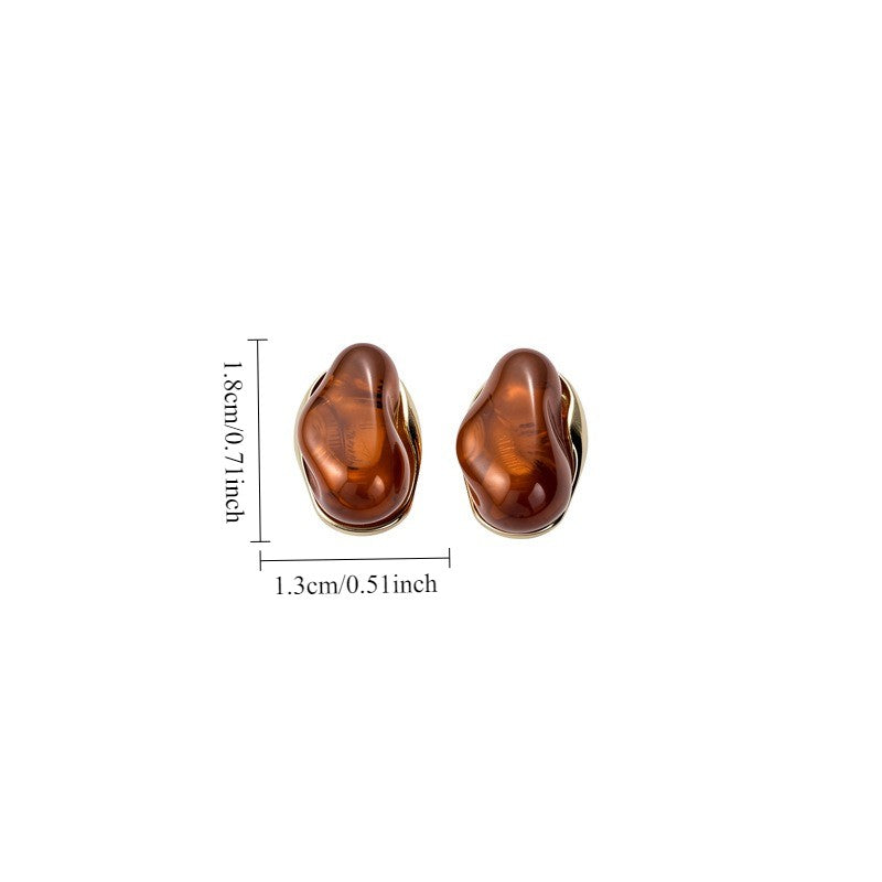 Classy Smoky Resin Irregular Stud Earrings