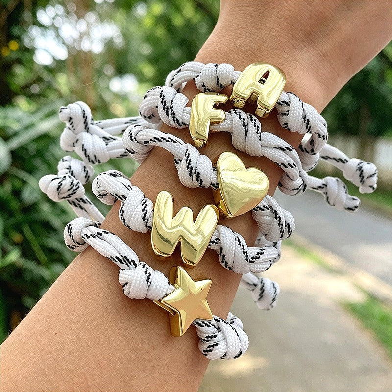 18k Boho Woven Knot Initial Bracelet