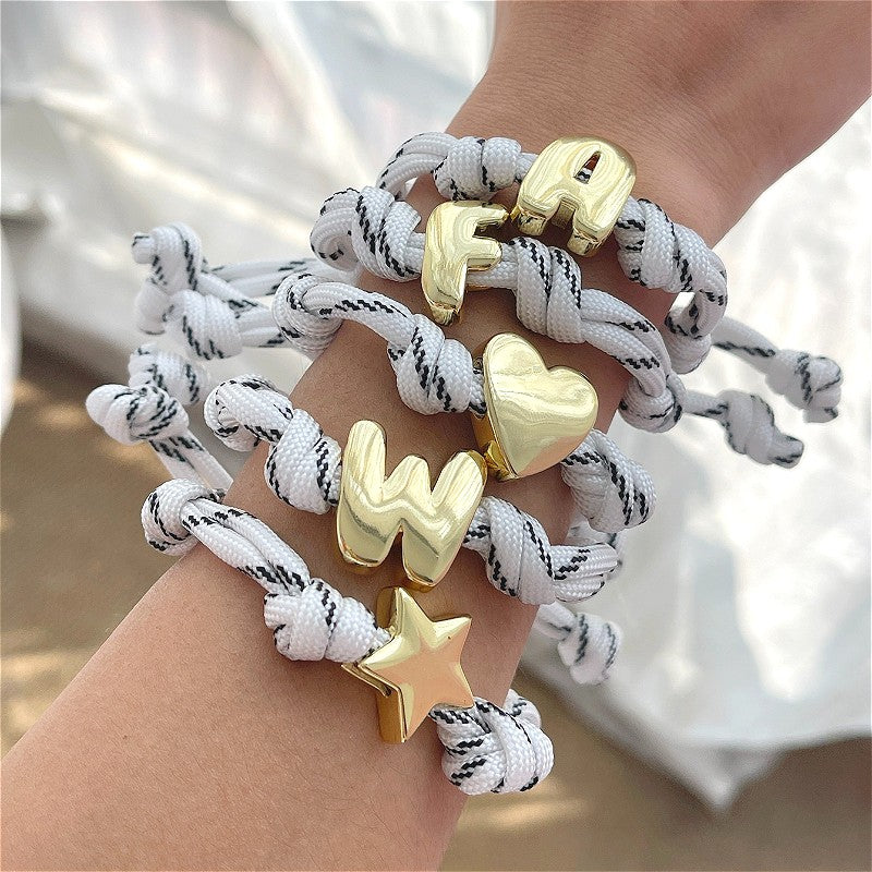 18k Boho Woven Knot Initial Bracelet