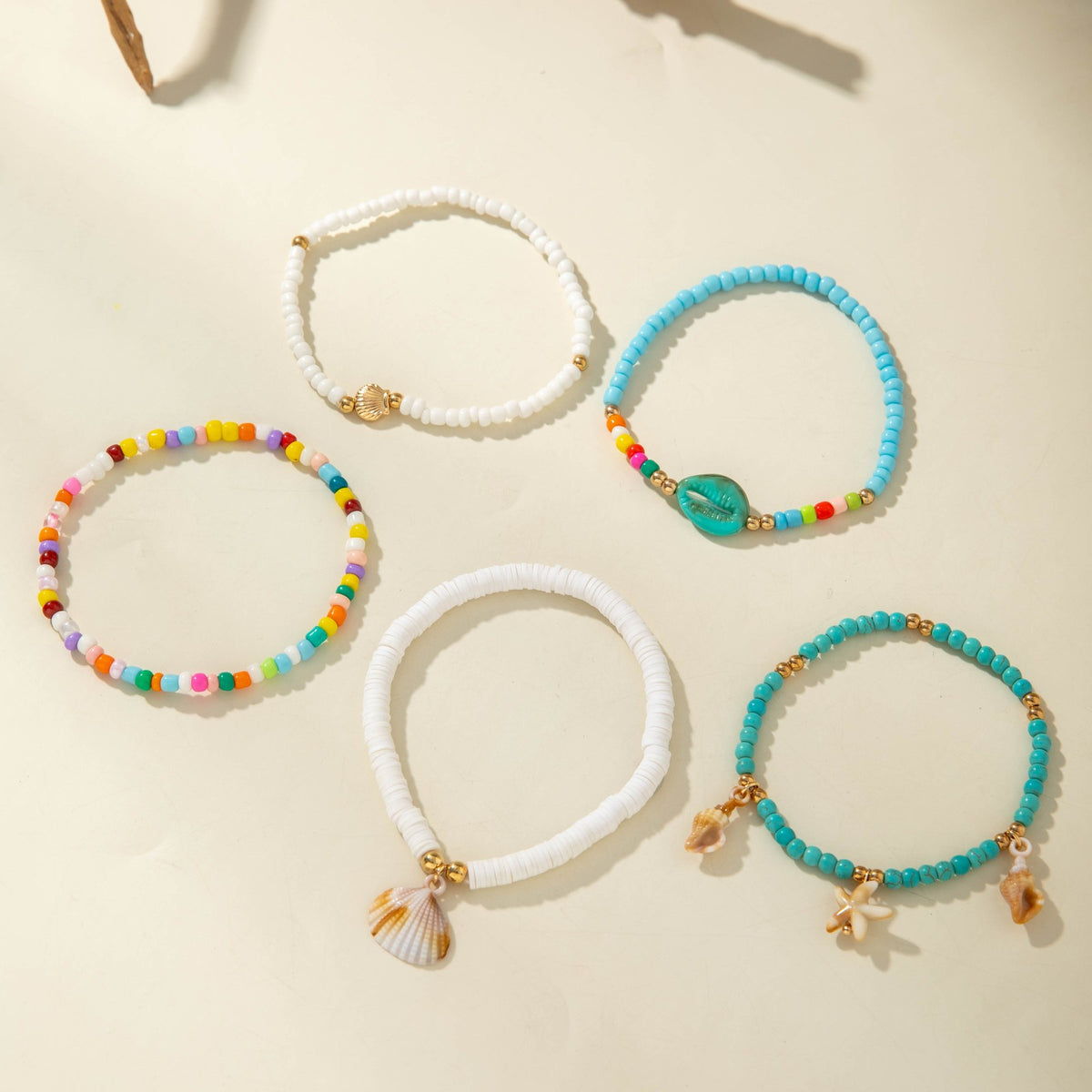 Boho Multi-Layer Shell & Starfish Anklet Set