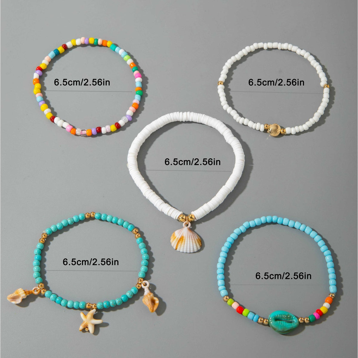 Boho Multi-Layer Shell & Starfish Anklet Set