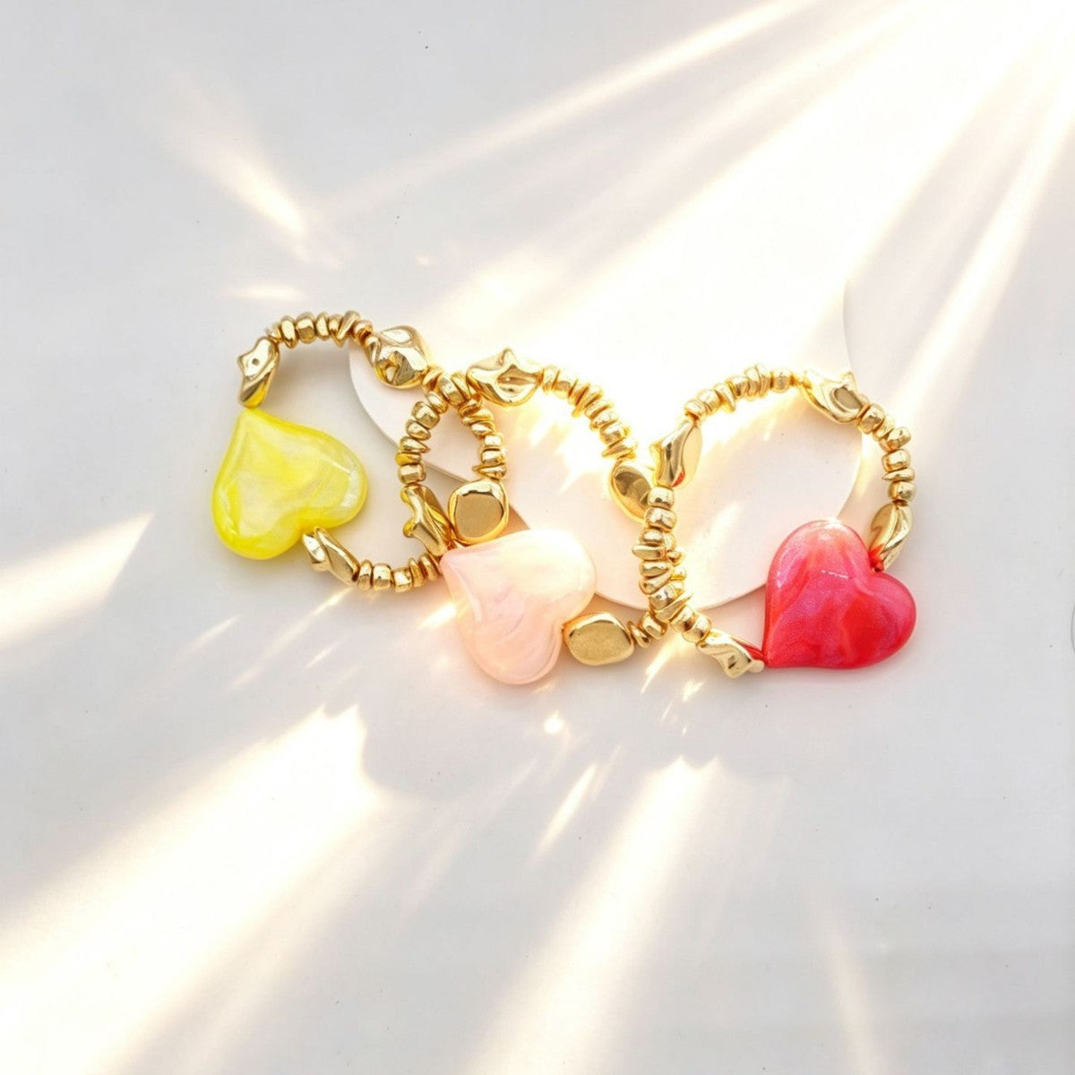 Boho Yellow Resin Heart Bracelet