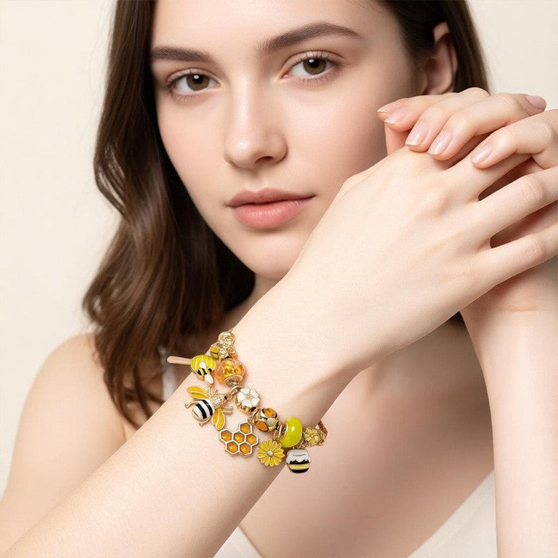 Boho Bee Honeycomb Charm Bracelet