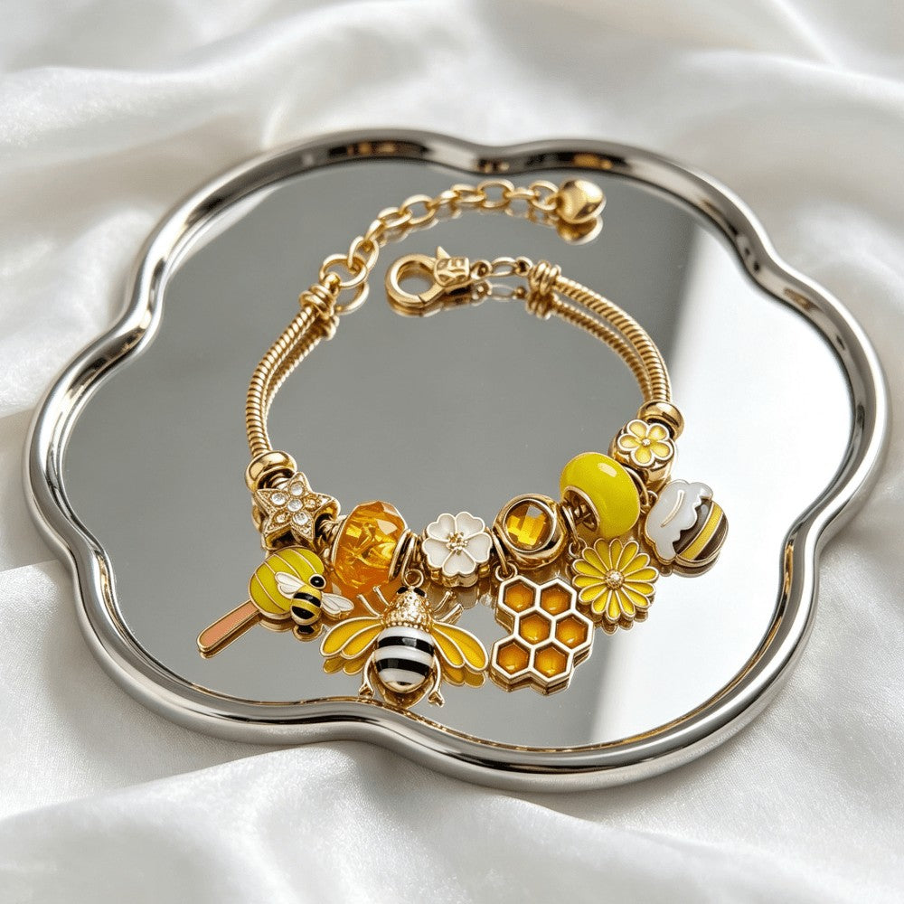Boho Bee Honeycomb Charm Bracelet