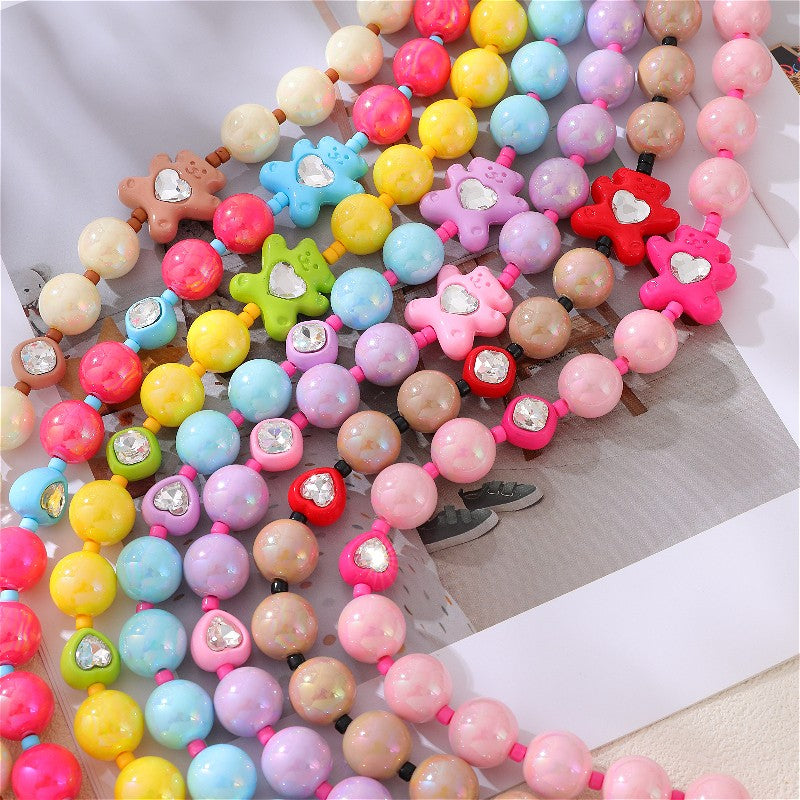 Playful Multicolor Star Resin Bead Necklace