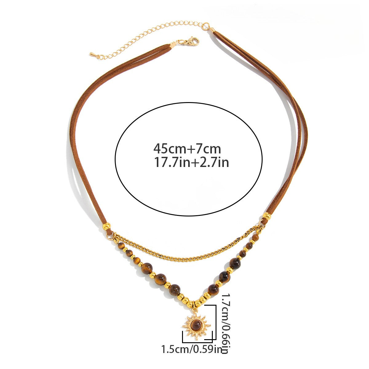 Boho Layered Tiger Eye Sunburst Necklace