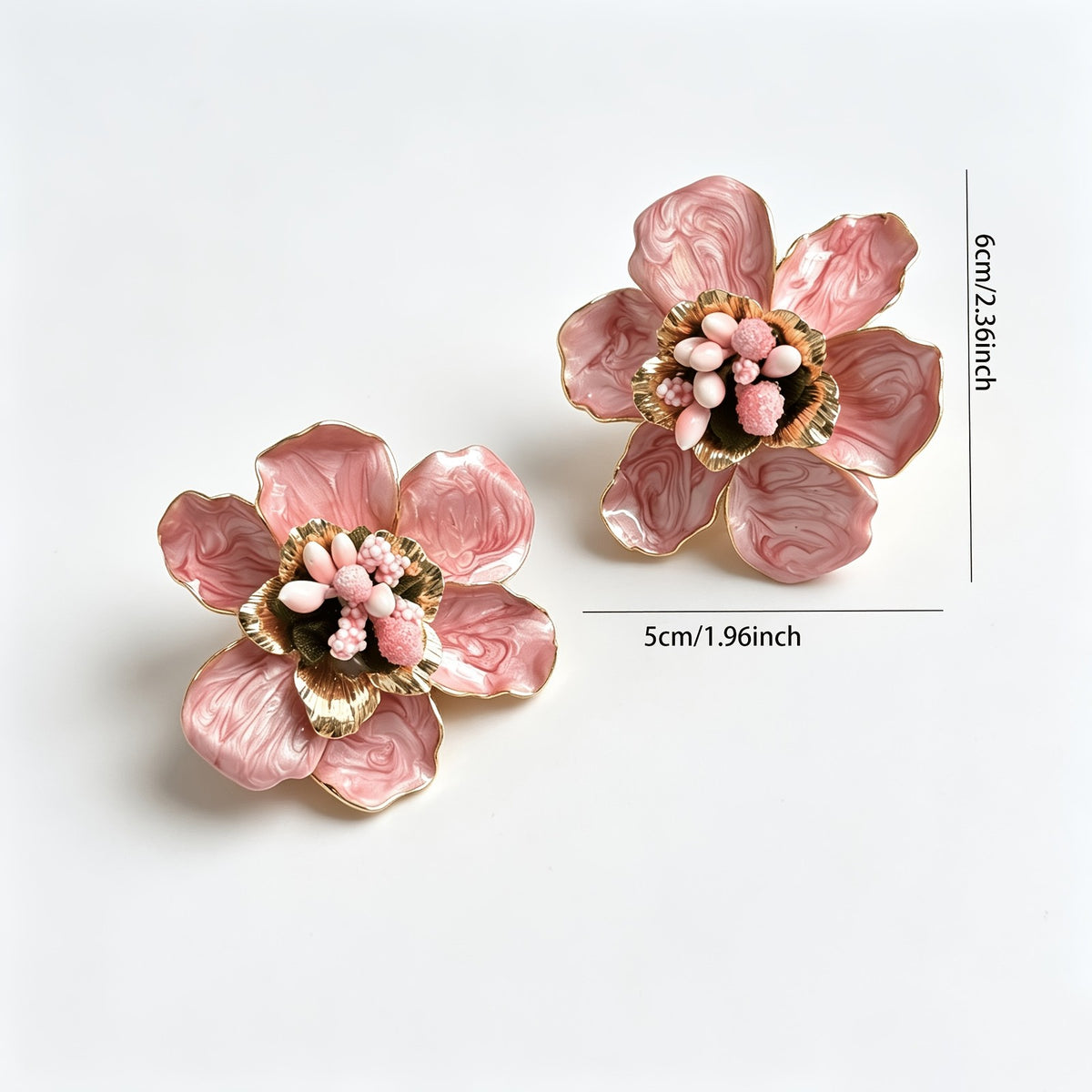 Romantic Pink Camellia Flower Earrings