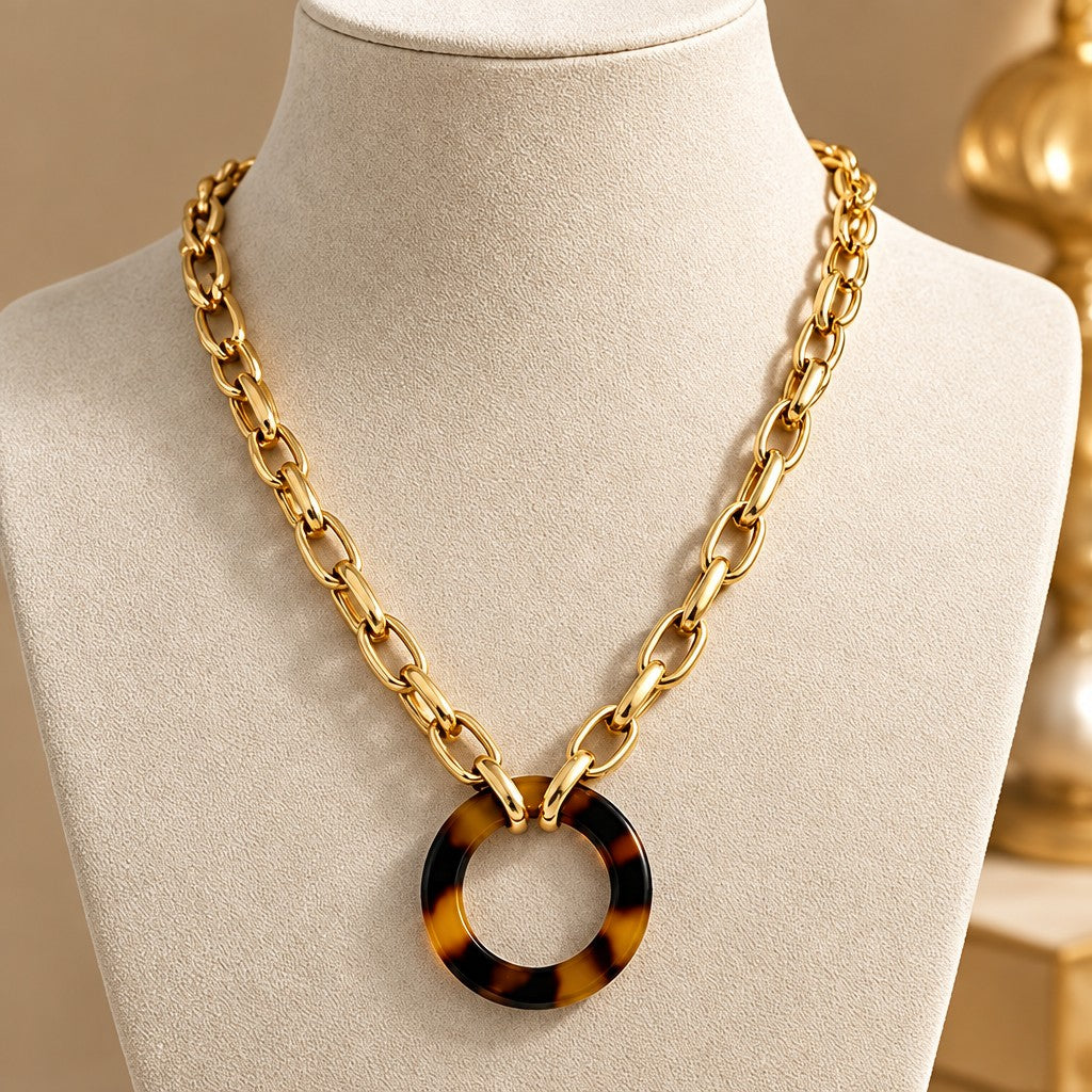 Vintage Leopard Print Chain Set