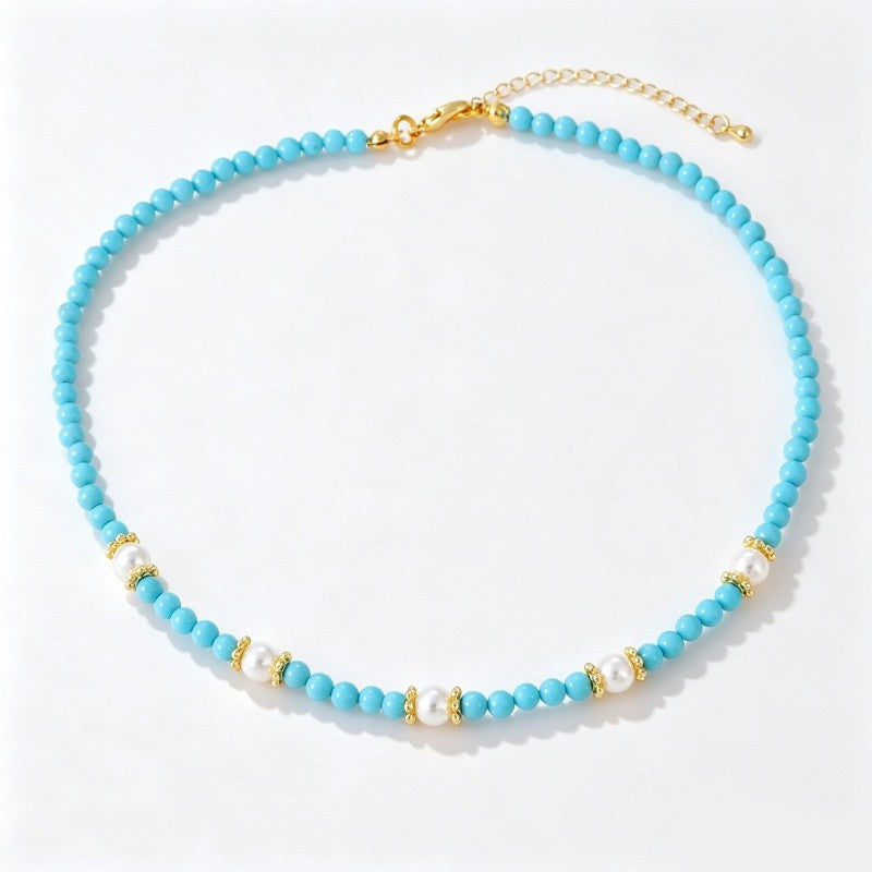 18k Boho Layered Turquoise Bull Skull Necklace