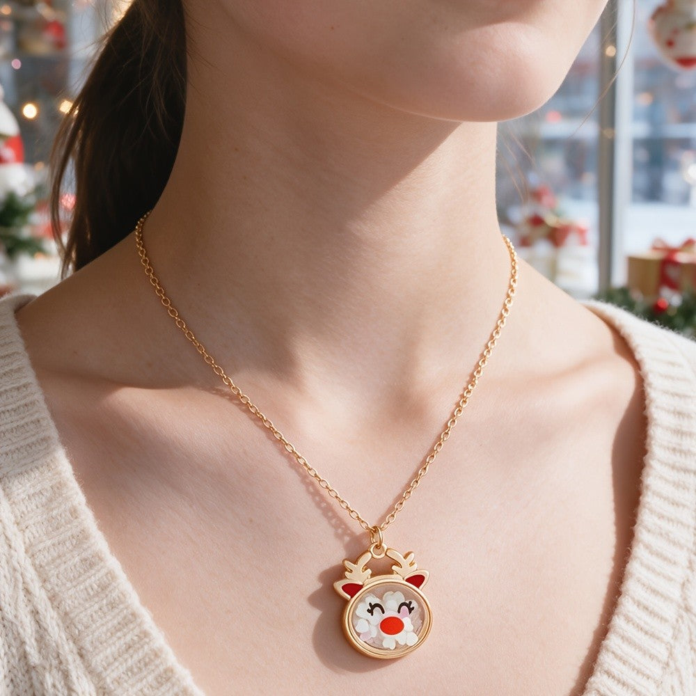 Cute Reindeer Shaker Necklace
