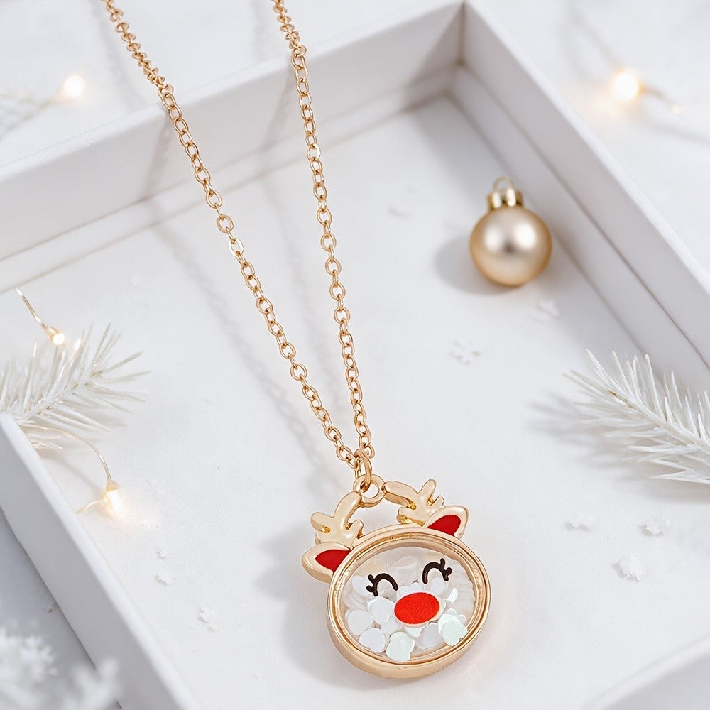 Cute Reindeer Shaker Necklace