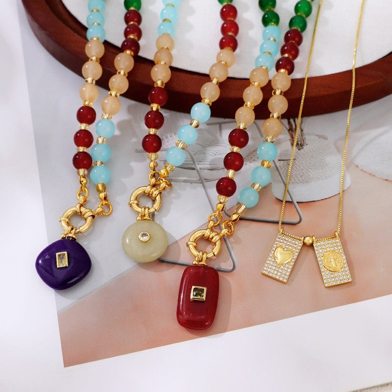 18k Boho Multi-Color Beaded Layered Necklace