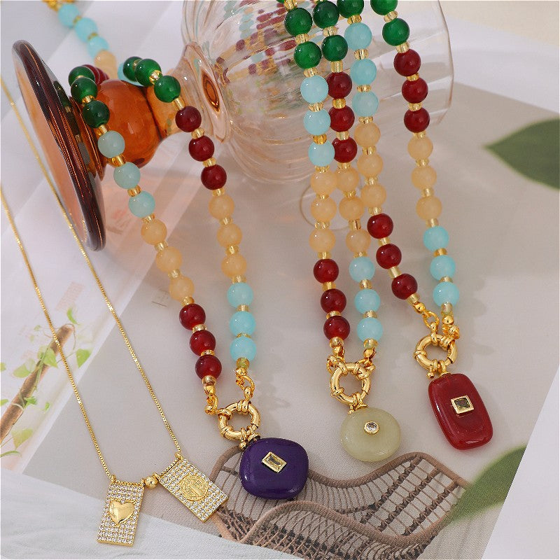 18k Boho Multi-Color Beaded Layered Necklace