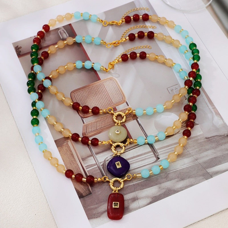 18k Boho Multi-Color Beaded Layered Necklace