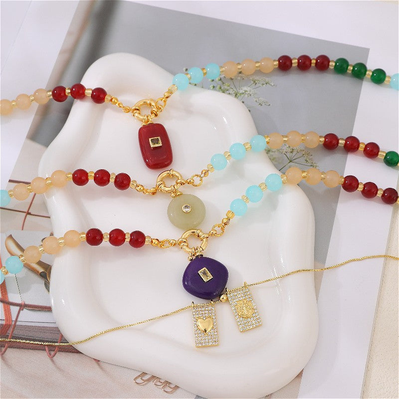 18k Boho Multi-Color Beaded Layered Necklace