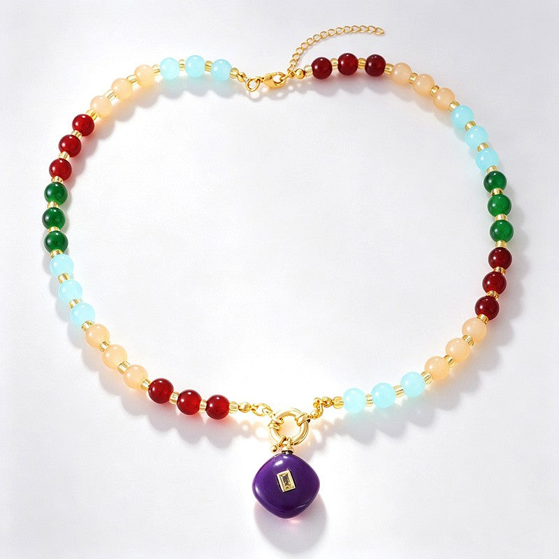 18k Boho Multi-Color Beaded Layered Necklace