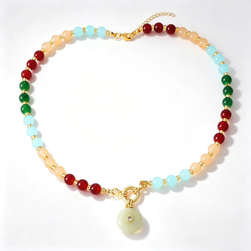 18k Boho Multi-Color Beaded Layered Necklace