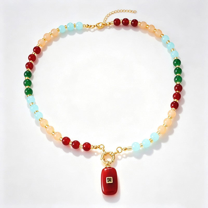 18k Boho Multi-Color Beaded Layered Necklace