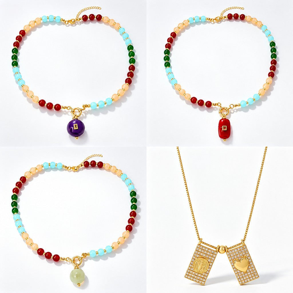 18k Boho Multi-Color Beaded Layered Necklace