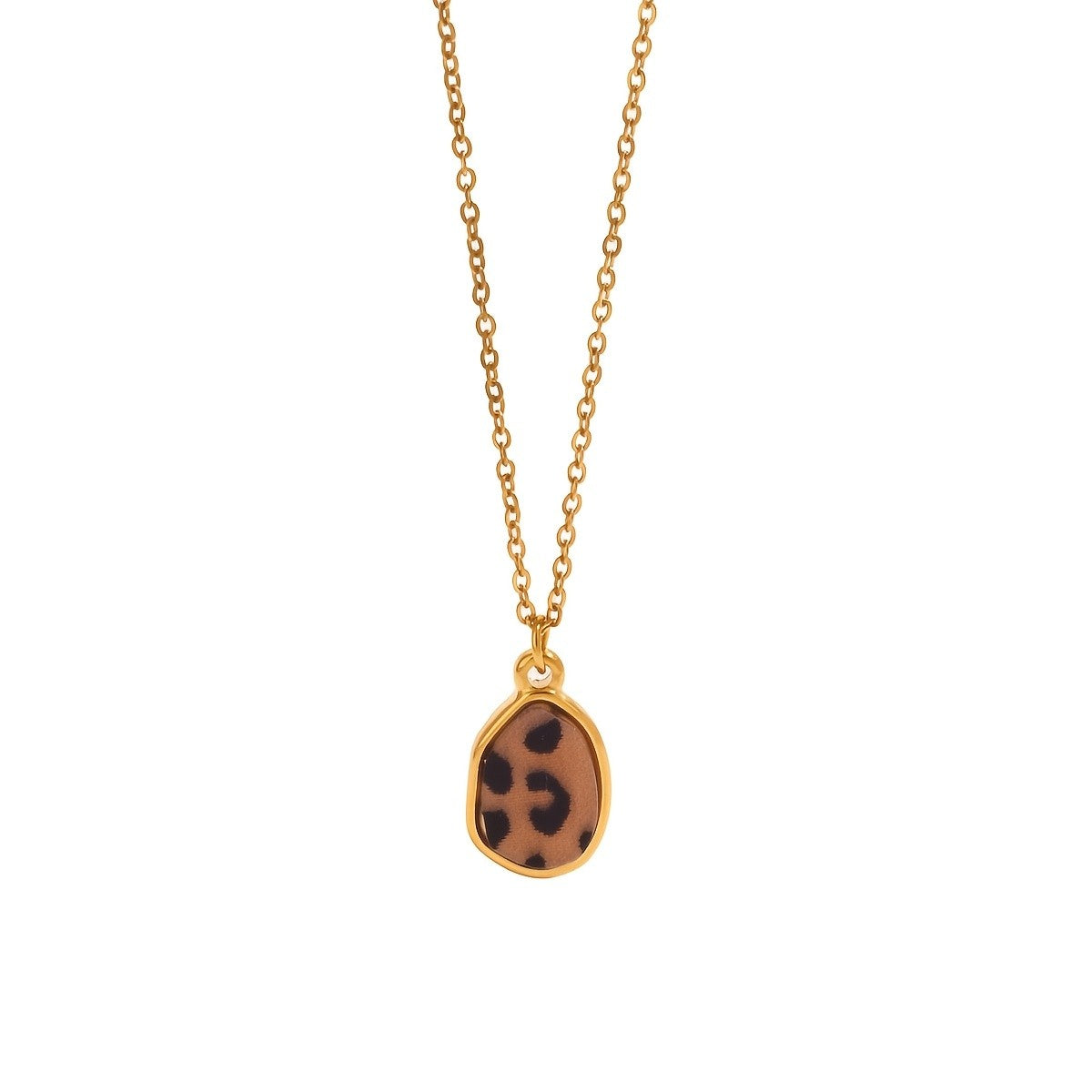 18k Elegant Leopard Print Teardrop Necklace
