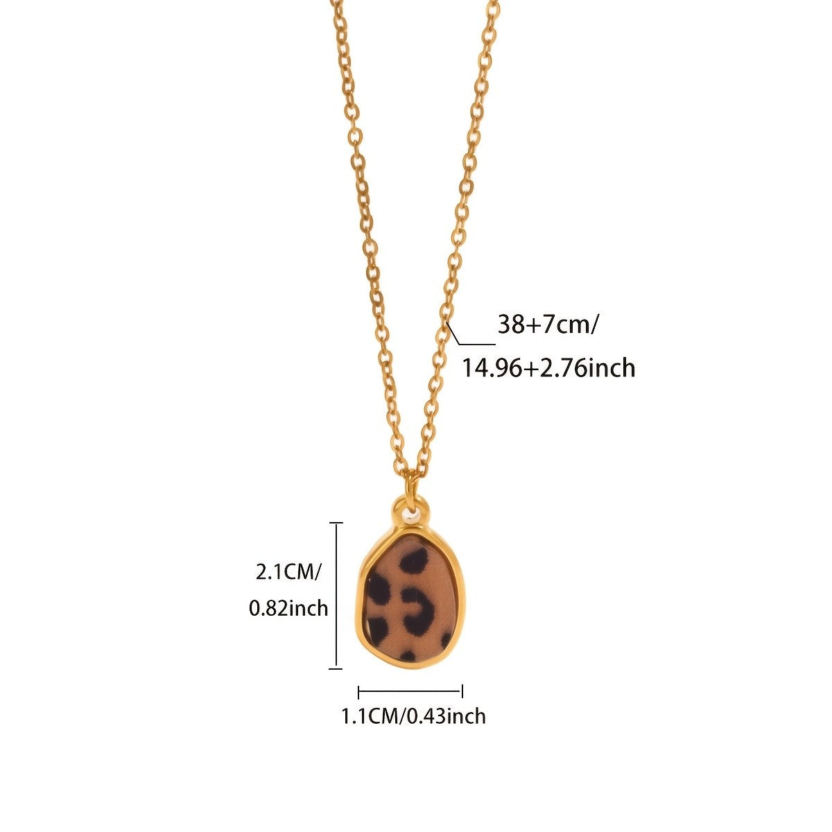 18k Elegant Leopard Print Teardrop Necklace
