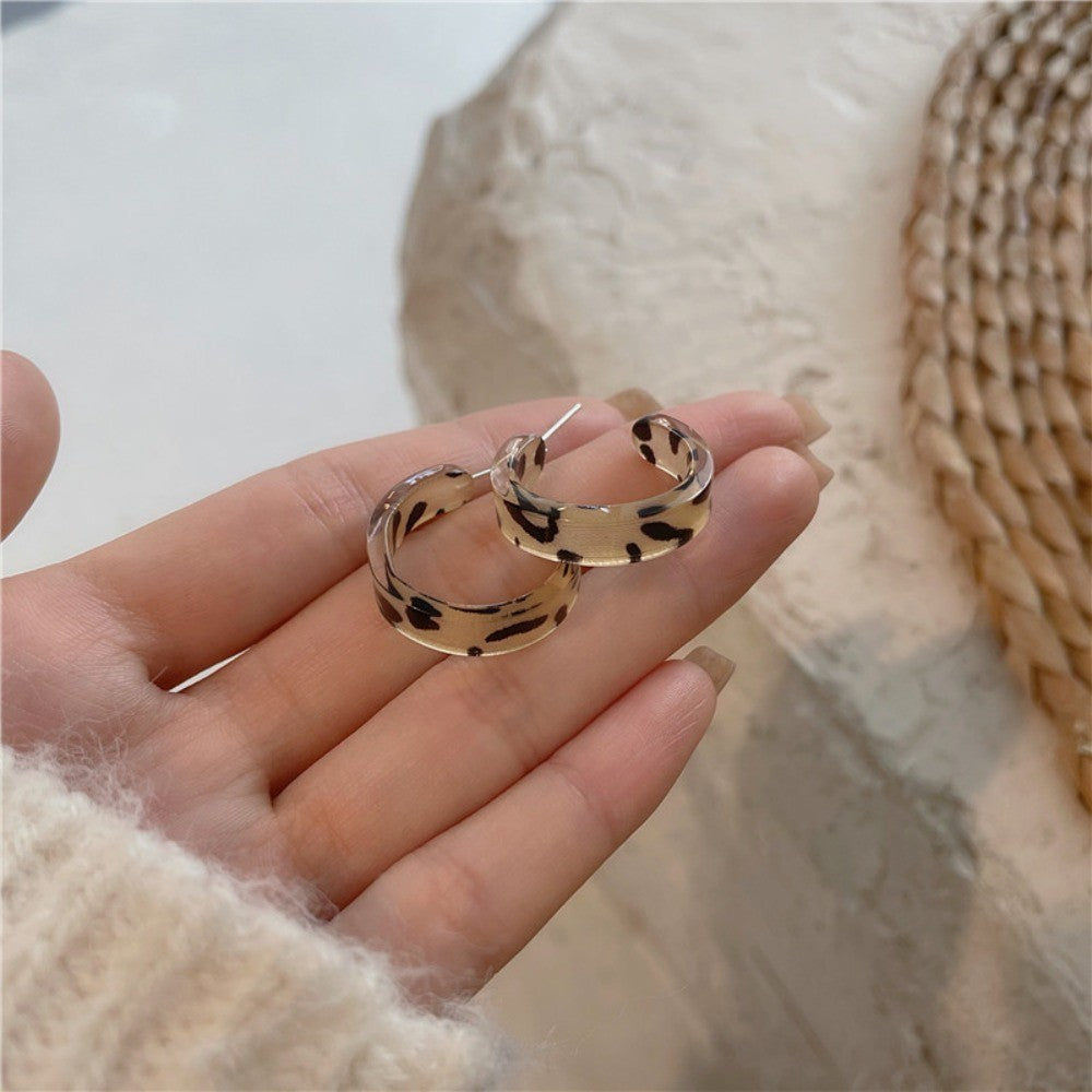 Vintage Leopard Print Acrylic Hoop Earrings