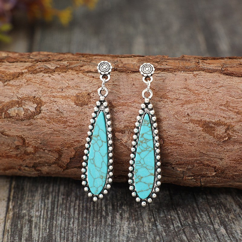 Vintage Boho Synthetic Turquoise Drop Earrings