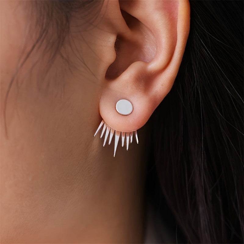 Dainty Sunburst Disc Stud Earrings