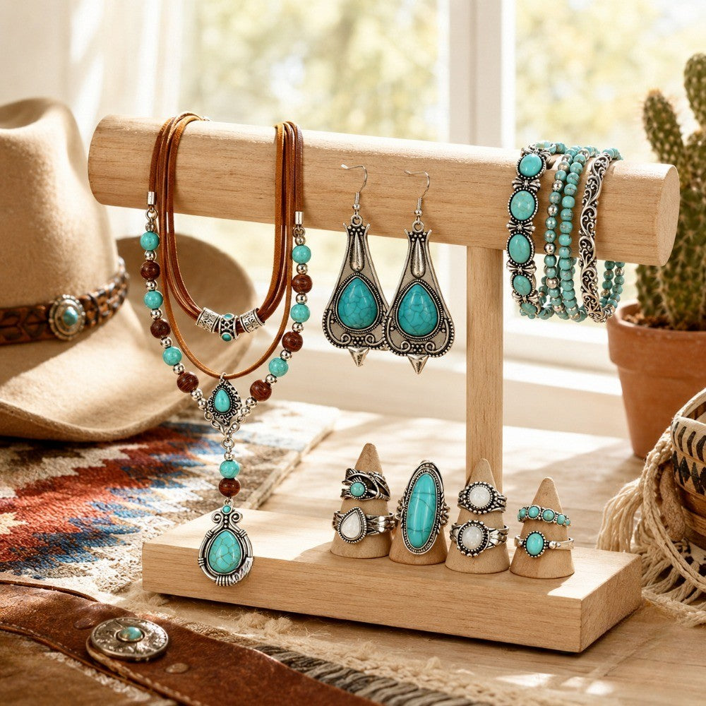 12pc Vintage Boho Turquoise Jewelry Set