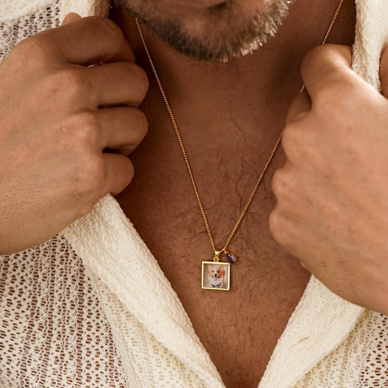 18k Custom Photo Square Necklace
