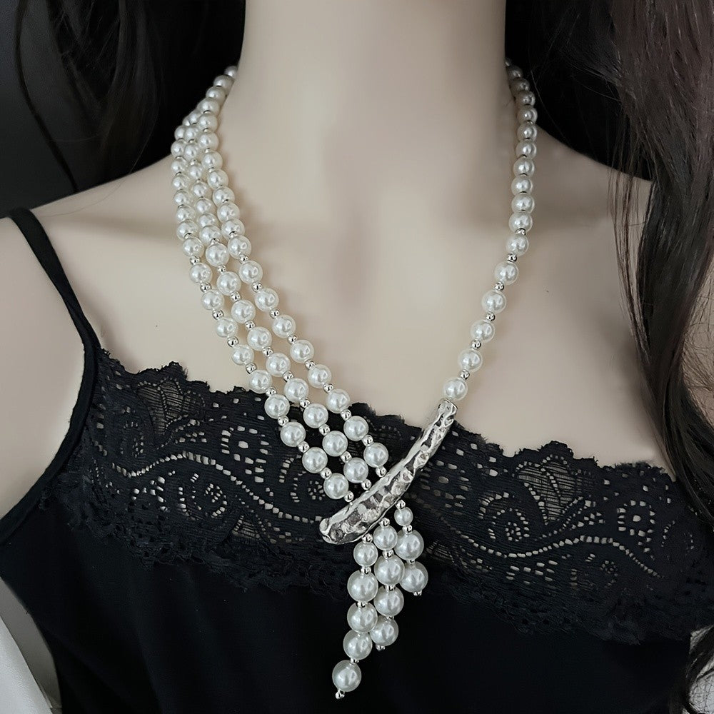 Elegant Multi-Layer Pearl Y-Necklace