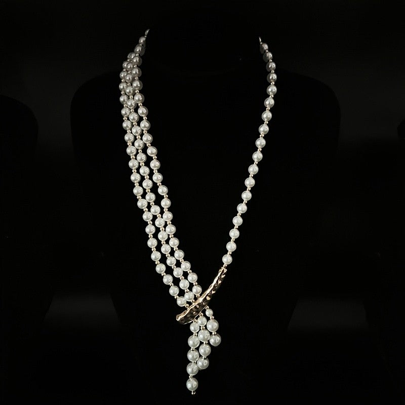 Elegant Multi-Layer Pearl Y-Necklace