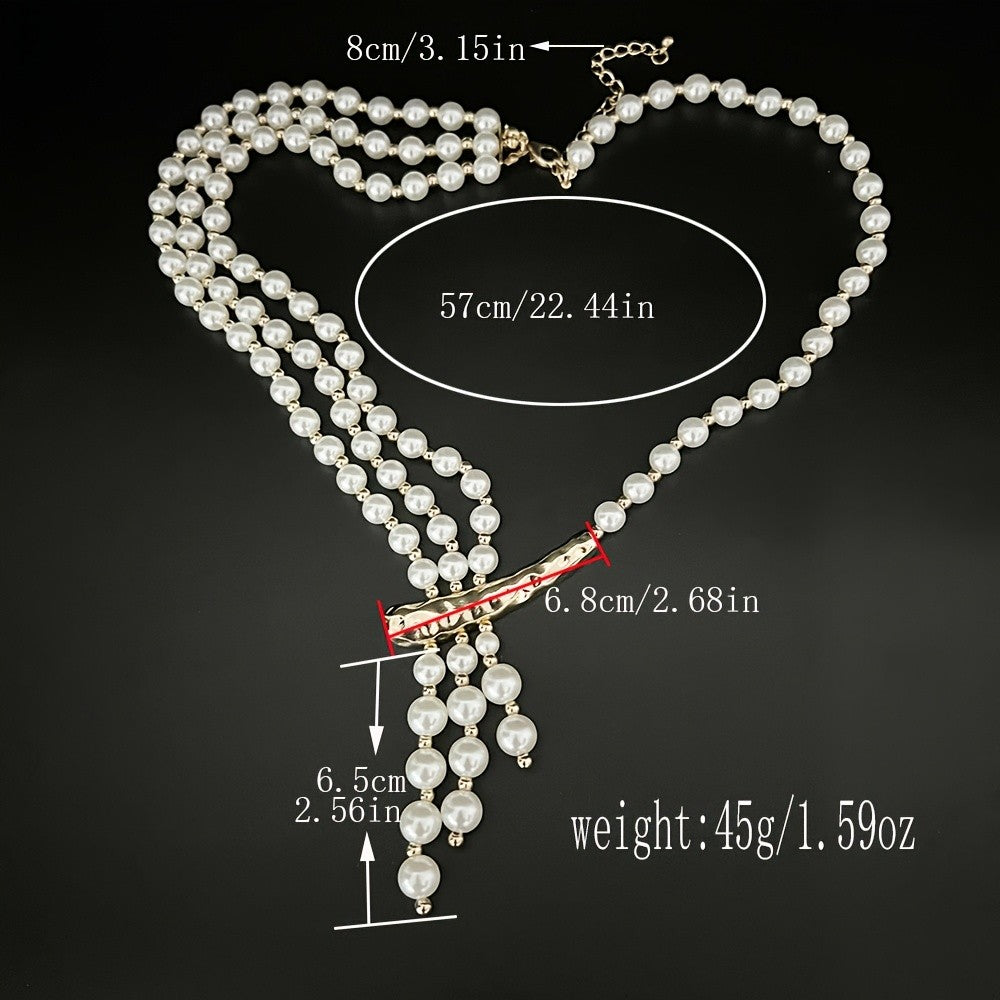 Elegant Multi-Layer Pearl Y-Necklace