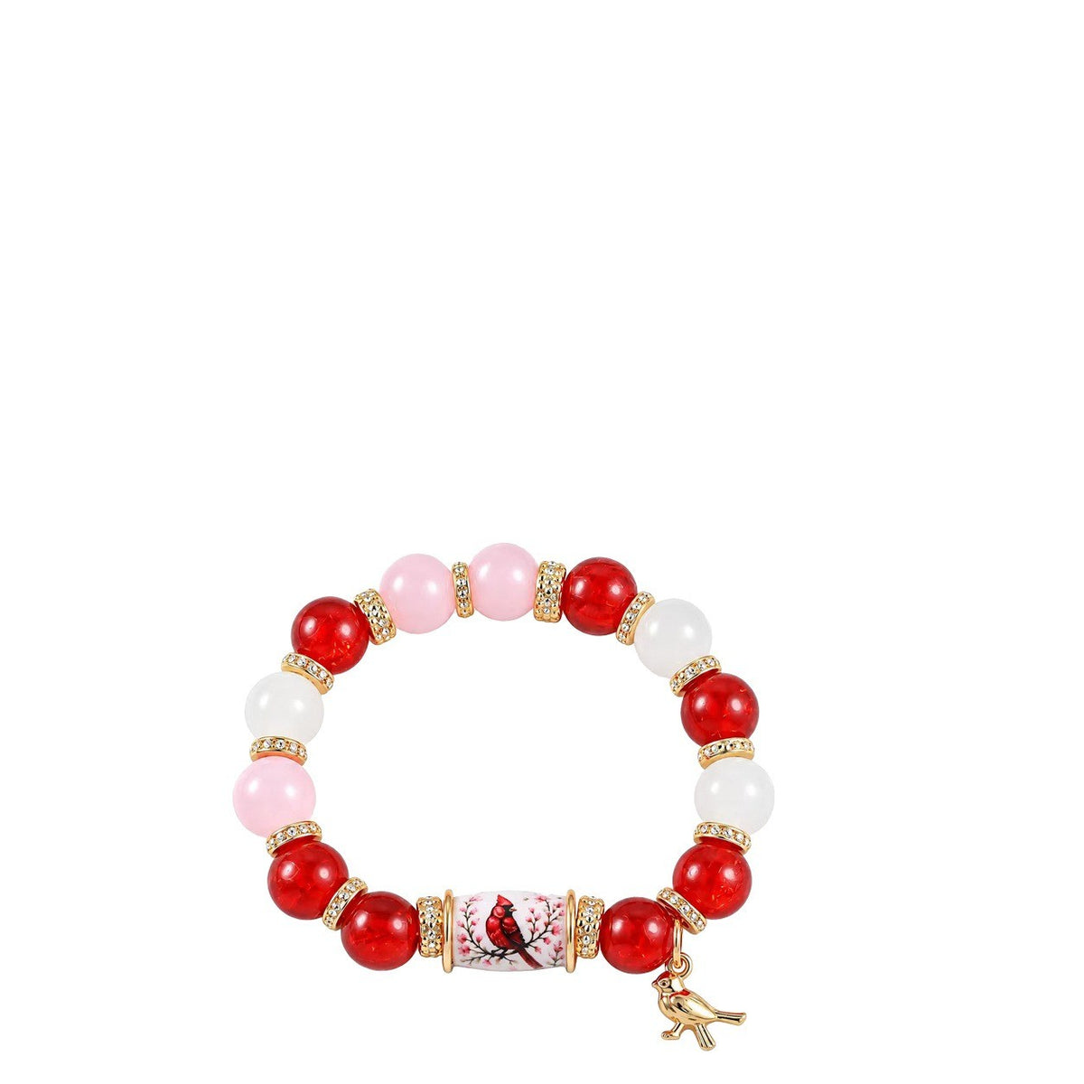 Romantic Red Cardinal Beaded Bracelet