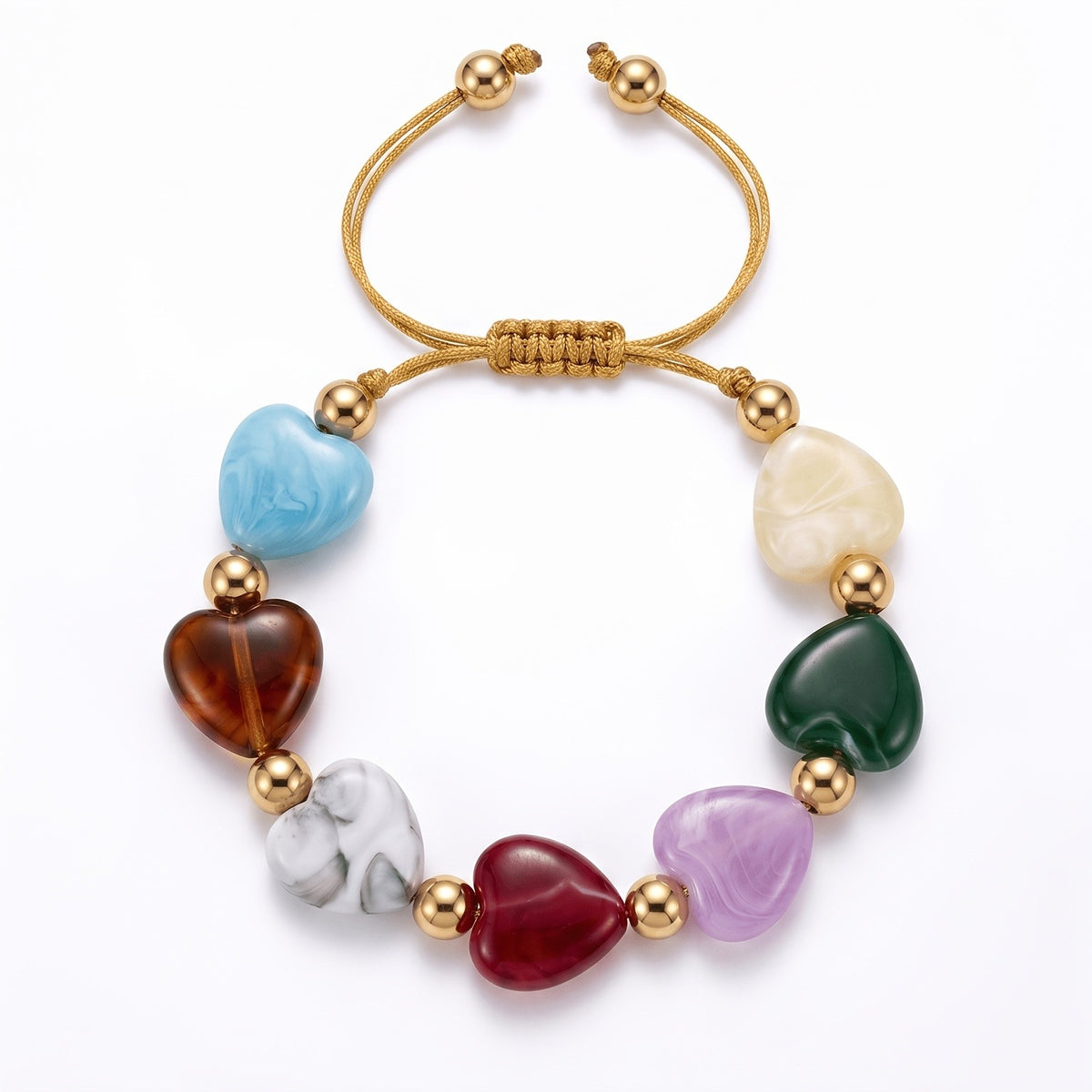 Boho Marbled Resin Heart Bracelet
