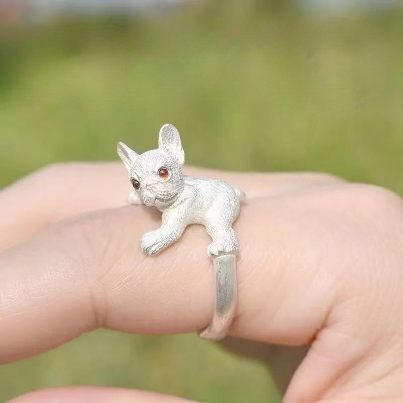 Cute French Bulldog Adjustable Ring