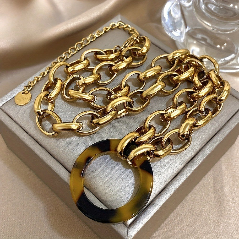 Classy Tortoise Shell Chain Necklace